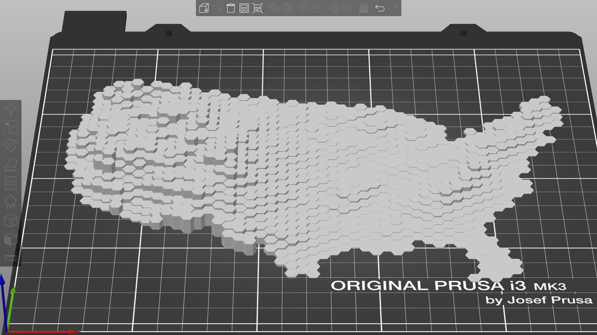 geo_spatialist's tweet image. Trying to make a decent STL of a flat hex of the US.