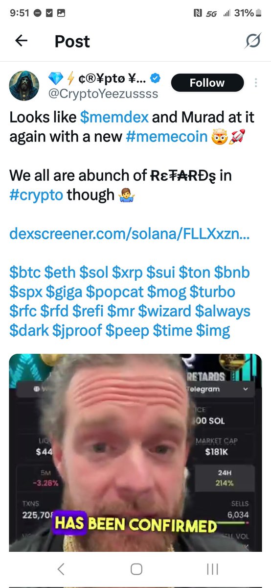 $MEMDEX has NOTHING to do with the "Retard" coin that yeezus is currently promoting. Murad has NOTHING to do with it either. It's only $MEMDEX, always $MEMDEX here 👍