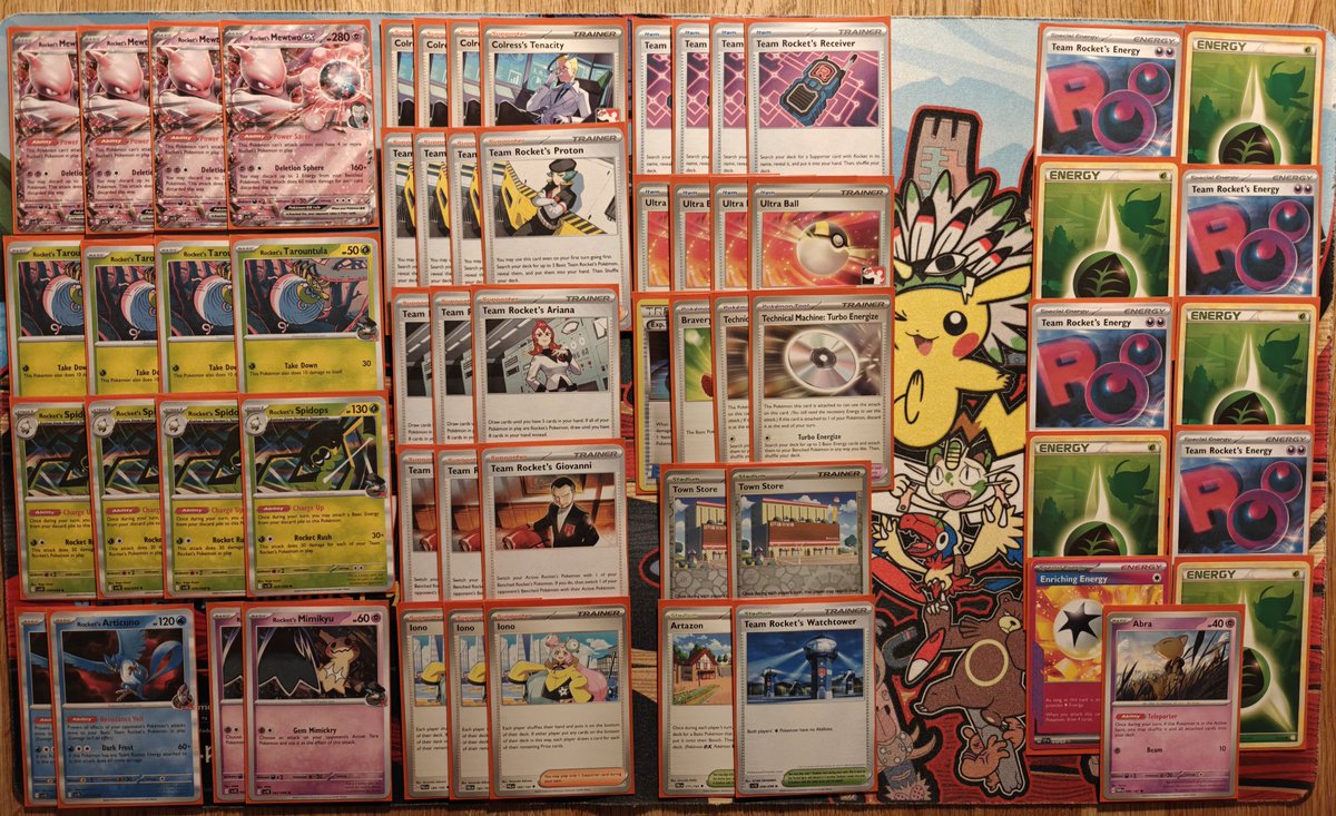 StecherCro's tweet photo. Rocket's Mewtwo 🔮🚨
ロケット団のミュウツーex
We use Colress to find Town Store and Energy to use TM for early game setup. We can Giovanni into Mimikyu and retreat into Abra to reuse Enriching. Overall I think Colress + Enriching is super cool in the deck. Fun archetype! 🤠 https://t.co/h5iFaPvv6m