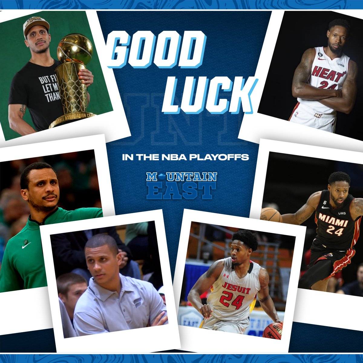 Follow the MEC's own Joe Mazzulla (Fairmont State head coach, 2017-19; Fairmont State assistant (2013-16); Glenville State assistant (2011-13) and Haywood Highsmith (Wheeling, 2014-2018) in the #NBAPlayoffs. 
Good luck! We are proud of you.