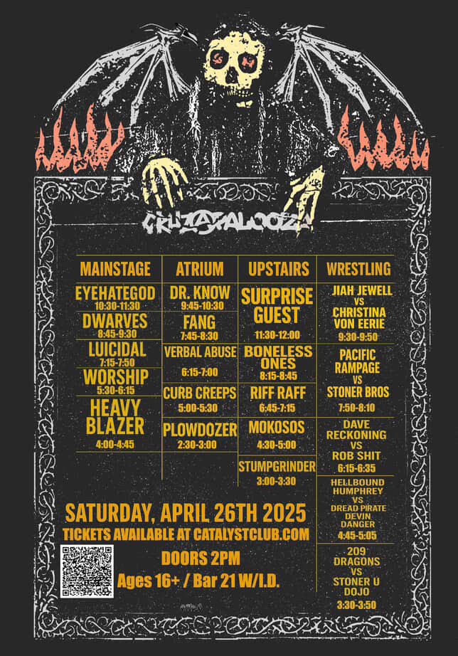 We go on at 5:30. Get your tickets and come bang your head.