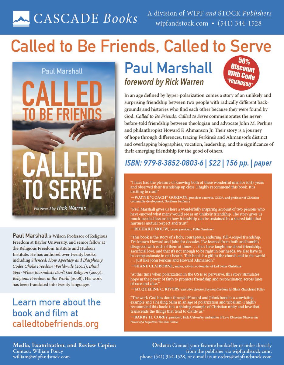 Flyer for my new book Called to be Friends--can get discount and review copies