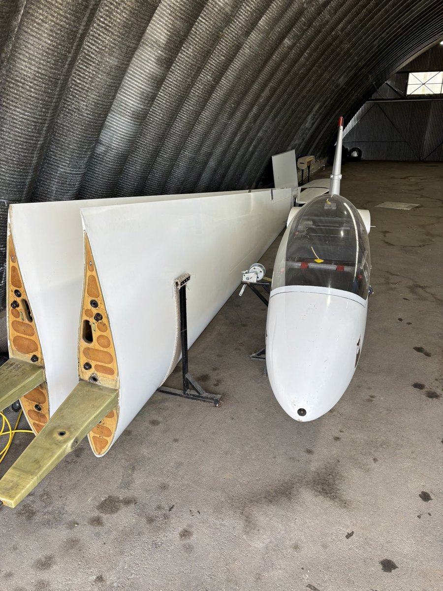 It’s the annual day of putting hibernating gliders back together at the Edmonton Soaring Club. Looking forward to getting back in the sky. #shpk