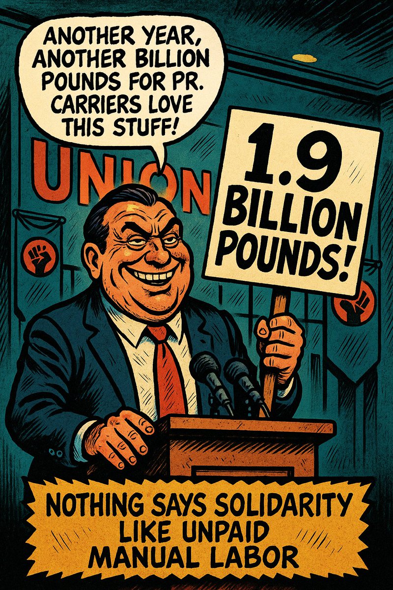 USPSucks's tweet photo. Over 1.9 billion pounds of unpaid labor
No route relief. No eval protections. No back support.
But hey—cheerios for PR

#NALCComics https://t.co/KW2rOPadlx