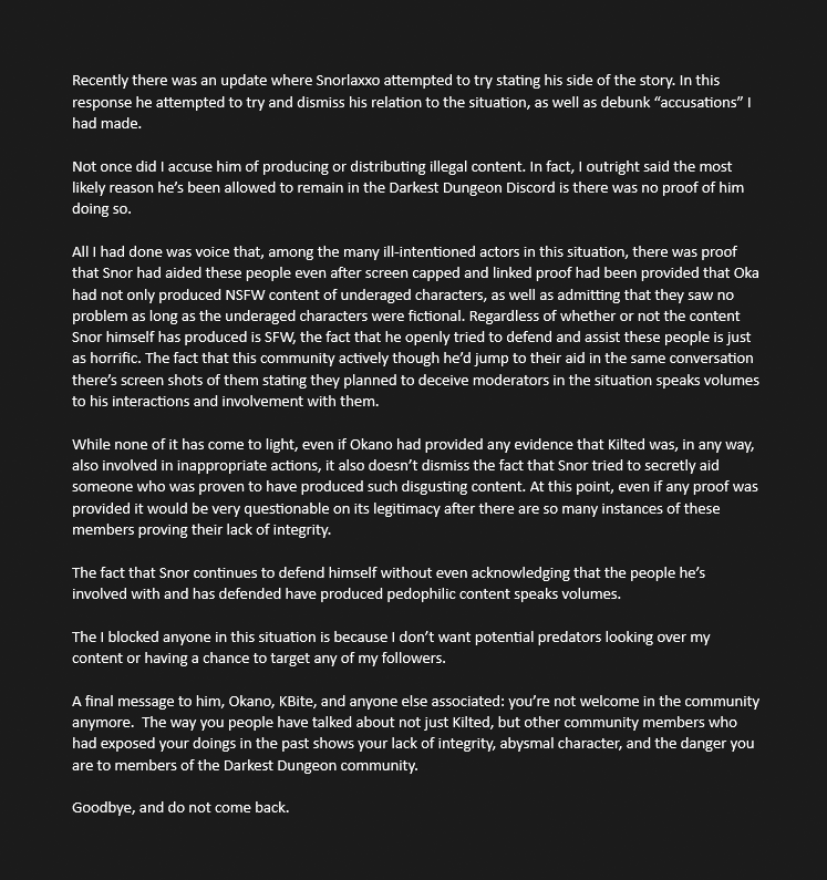 MoonKanin's tweet photo. An update on recent events in the #DarkestDungeon community. https://t.co/oFNWEvxDFe