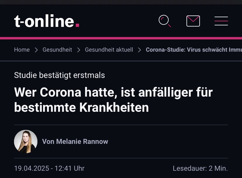 ElliotStabler92's tweet photo. Ich korrigiere kurz die Überschrift: Wer gegen Corona geimpft ist, ist anfälliger für bestimme Krankheiten. https://t.co/lcmscOEdIy