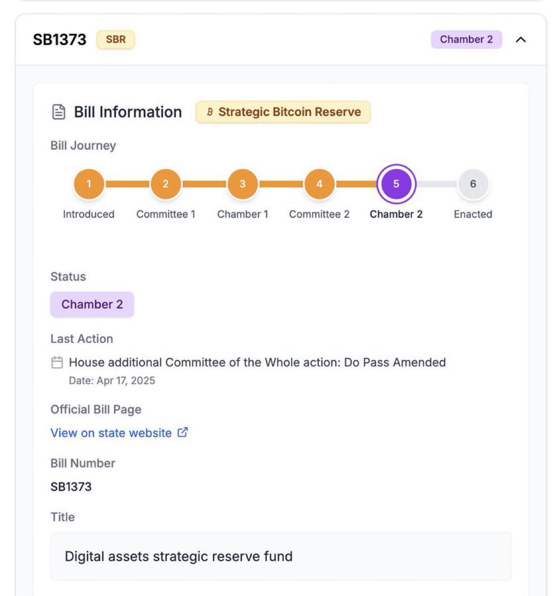CryptoWhistle9's tweet photo. 📌 Arizona Bitcoin Reserve Bill SB 1373 has been passed https://t.co/iP0aCD7RkC
