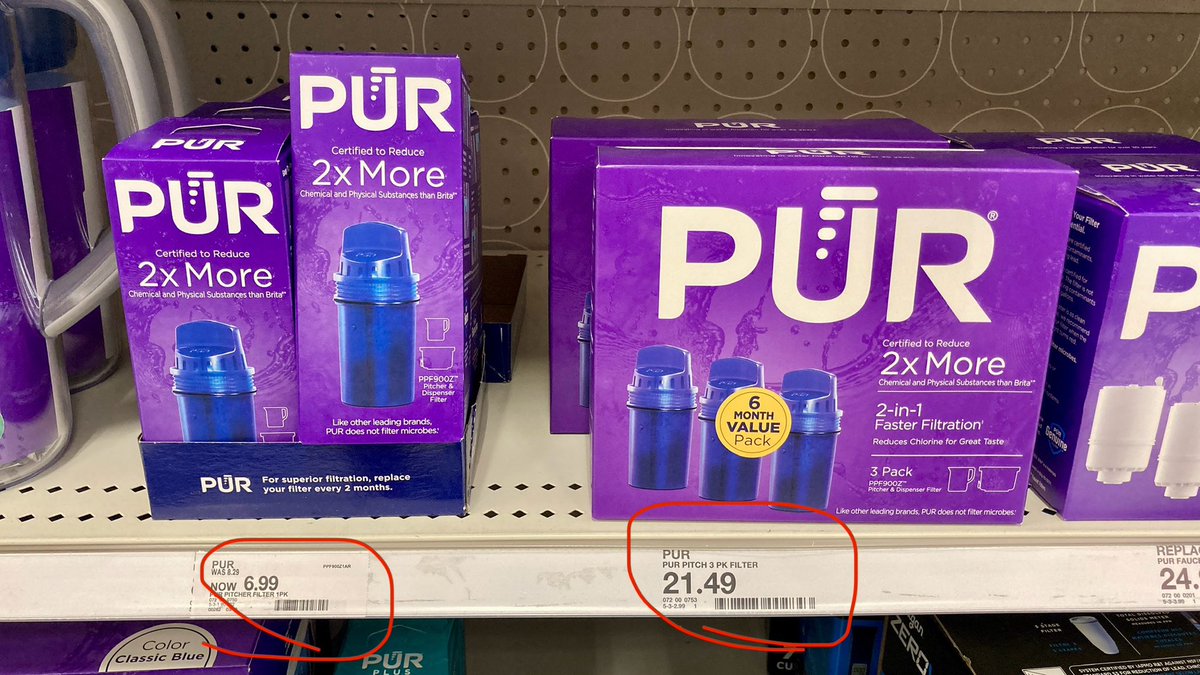 FishyMikey's tweet photo. @Target @PUR_water 
Usually when you sell in bulk, it’s supposed to be cheaper than buying individually. https://t.co/v7cVc2Ro9X