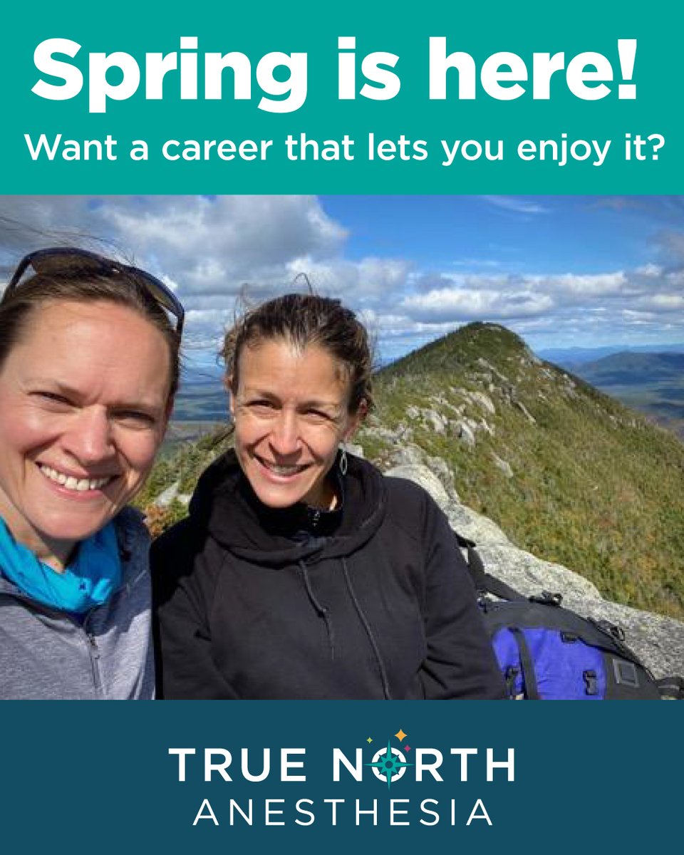 Spring is here, and in Maine, that means hiking, kayaking, and taking in the stunning views. Whether you're watching the sunrise over the ocean or unwinding in nature after work, living here is an adventure.

Want a career that lets you enjoy it? Visit truenorthanesthesia.com