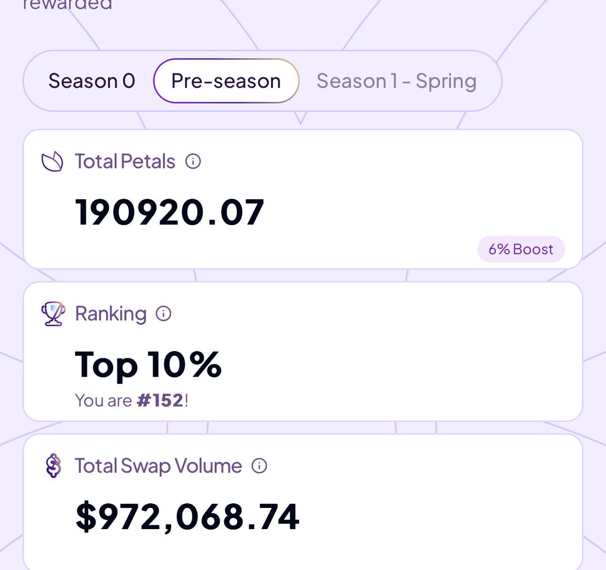 ✅ Güncelleme !!

📌 AirDrop beklentisi ile kastığımız projeler hakkında genel bir güncelleme geçelim !!

🍀 Epey yordu,
RT / Beğeni yaparsınız sevinirim 💙

1️⃣ #Solana tarafındaki erken erişim ile katıldığımız <a href="/Perena__/">Perena</a> aynen devam ediyoruz . 
Günlük 5 SWAP görevini yapıyorum.