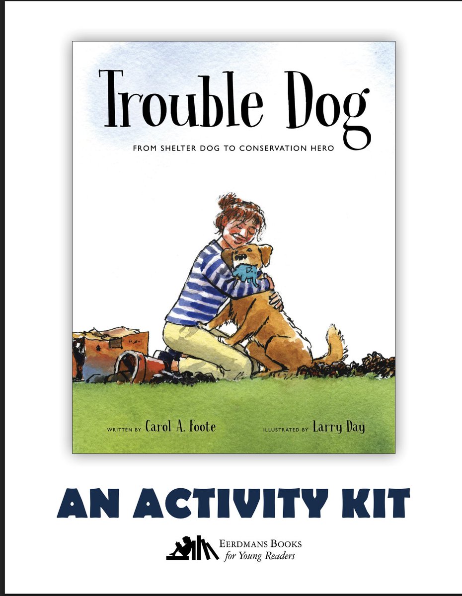 Aloraca's tweet photo. I'm excited to share that a fun activity kit for TROUBLE DOG illustrated by @larrydayart has been prepared by @ebyrbooks. Link is https://t.co/uaxfzKUSYy https://t.co/E4cvSbHp7D