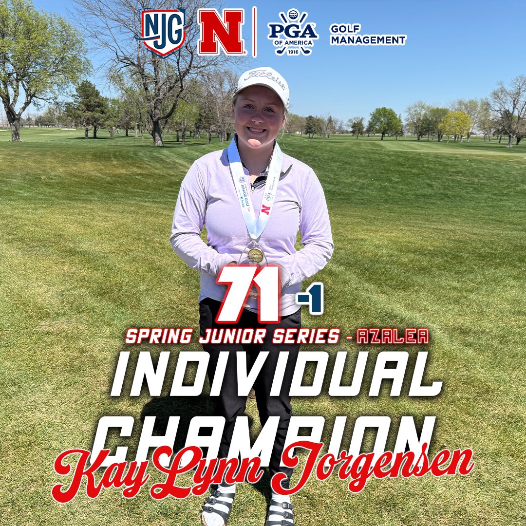 NebJuniorGolf's tweet photo. 🏆 #SJS Azalea Individual Champ

Minden’s KayLynn Jorgensen wins the Spring Junior Series - Azalea Event to begin the spring season! 👏 

She fired a 71 (-1) and was the only player in red figures for the event! Great playing! 👏 

@UNLPGM | #SJS https://t.co/kft6c6f6BQ