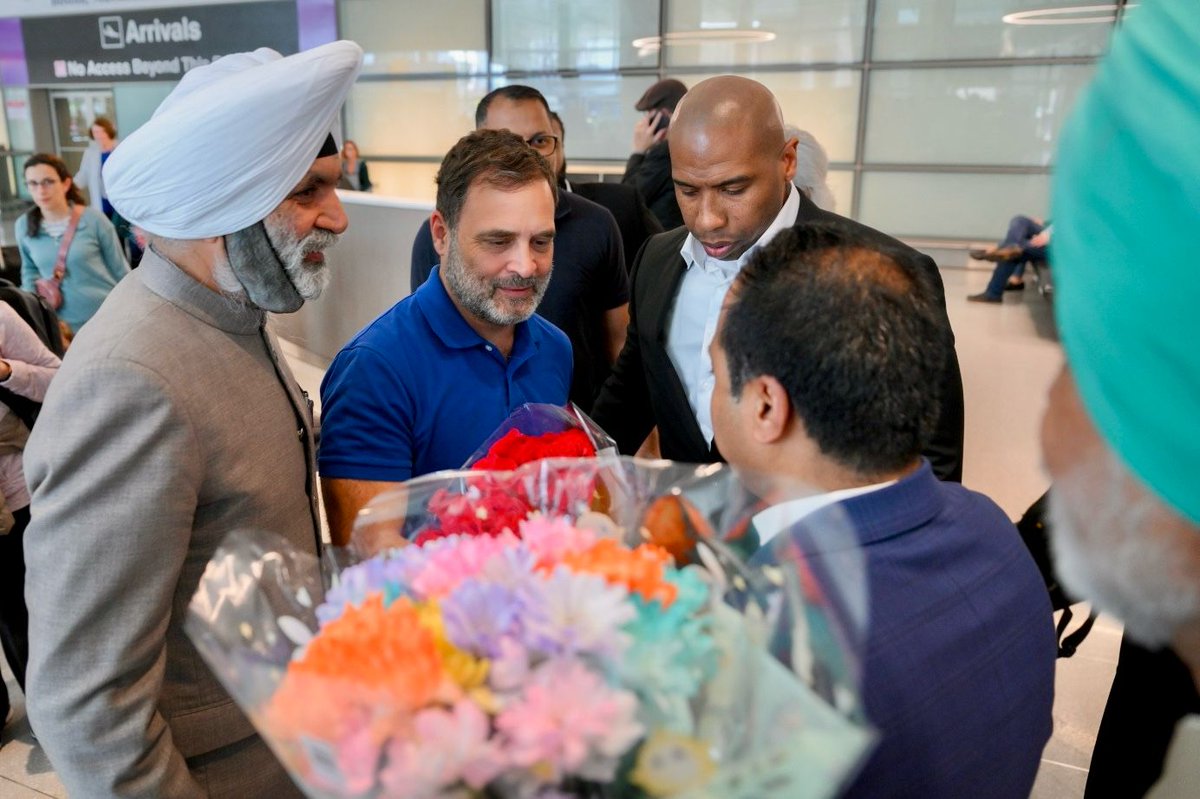 LoP Shri <a href="/RahulGandhi/">Rahul Gandhi</a> received a warm welcome at Boston Logan International Airport, Boston, USA.