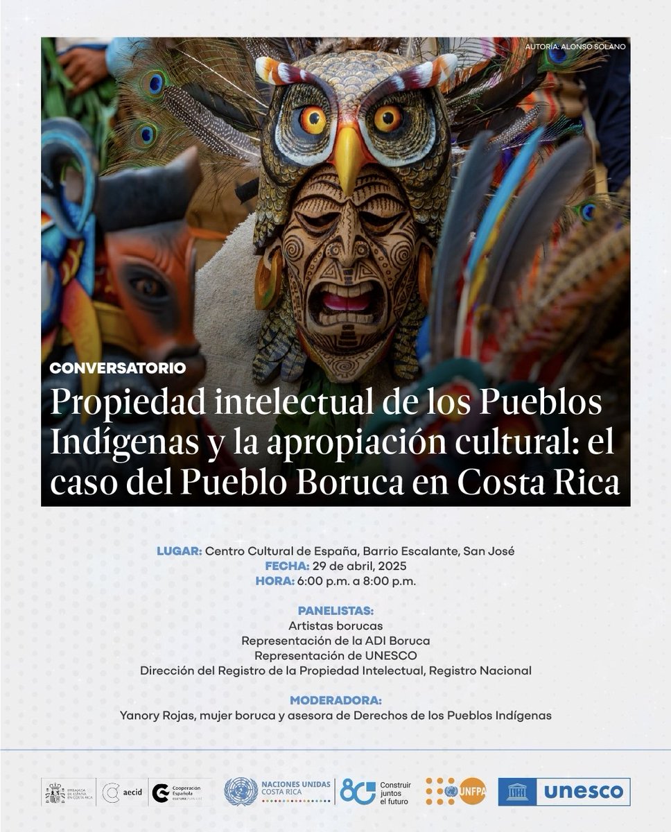 Juan Luis Bermúdez Madriz (@juanluisbm) on Twitter photo 🗓 En el marco del 19 de abril, Día de la Persona Indígena Costarricense, les invitamos al conversatorio quue tendremos en próximos días sobre propiedad intelectual colectiva indígena, enfocándose en el caso del Territorio Indígena Boruca ⛰️🛖⛰️
<a href="/UNFPACostaRica/">UNFPA Costa Rica</a> <a href="/UNCOSTARICA/">Naciones Unidas Costa Rica</a> 🗓 En el marco del 19 de abril, Día de la Persona Indígena Costarricense, les invitamos al conversatorio quue tendremos en próximos días sobre propiedad intelectual colectiva indígena, enfocándose en el caso del Territorio Indígena Boruca ⛰️🛖⛰️
<a href="/UNFPACostaRica/">UNFPA Costa Rica</a> <a href="/UNCOSTARICA/">Naciones Unidas Costa Rica</a>