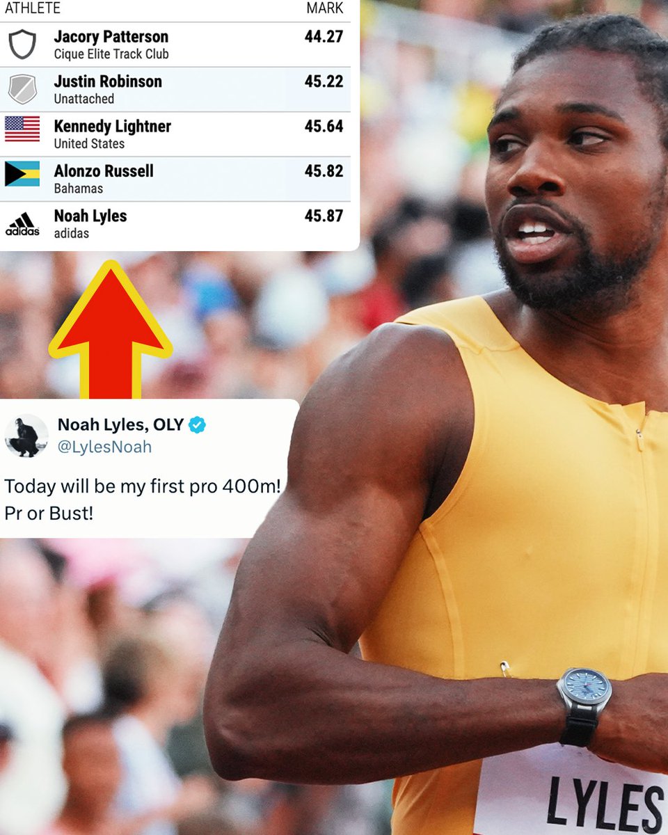 Running his first 400m race since high school, Noah Lyles shatters his PB in 45.87! 👏