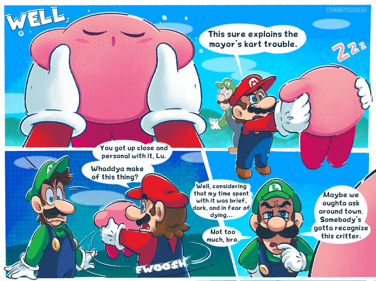 jacobscomix's tweet photo. The Blob That Came To Toad Town (2/2): ‘For the time being.’🍝⭐️
#mario #luigi #kirby #donkeykong #princesspeach #yoshi #webcomic #nintendo #zelda https://t.co/gNycPYIXD5
