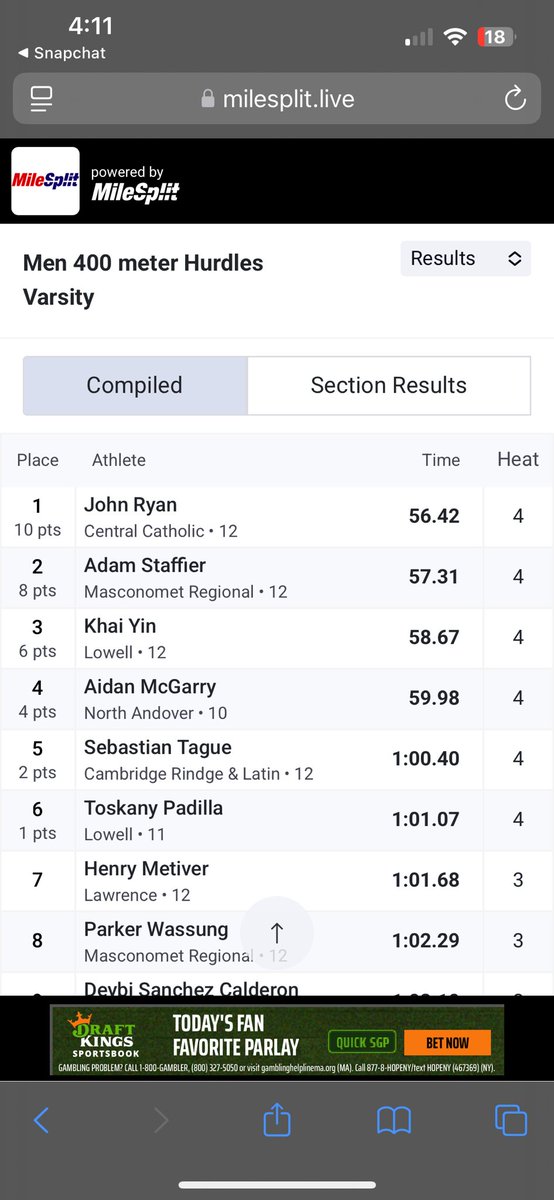 Placed second at Haverhill invite with a new pr 1.1 second faster than my previous. Clipped a hoodie and almost fell at the end but I fought through it.