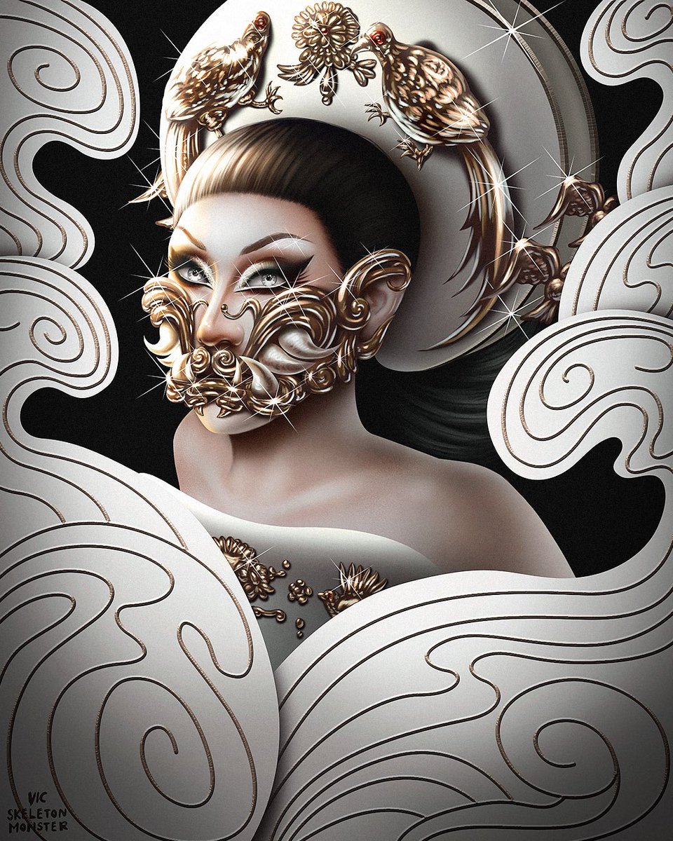 VicSkeleton's tweet photo. ✨☁️ Queen of Wind ☁️✨
artwork inspired by @66wind99 step-down look 🖤 hope you like it #nymphiawind #rupaulsdragrace #rupaulsdragrace17 #DragRace @RuPaulsDragRace https://t.co/QQJWE6yXeI