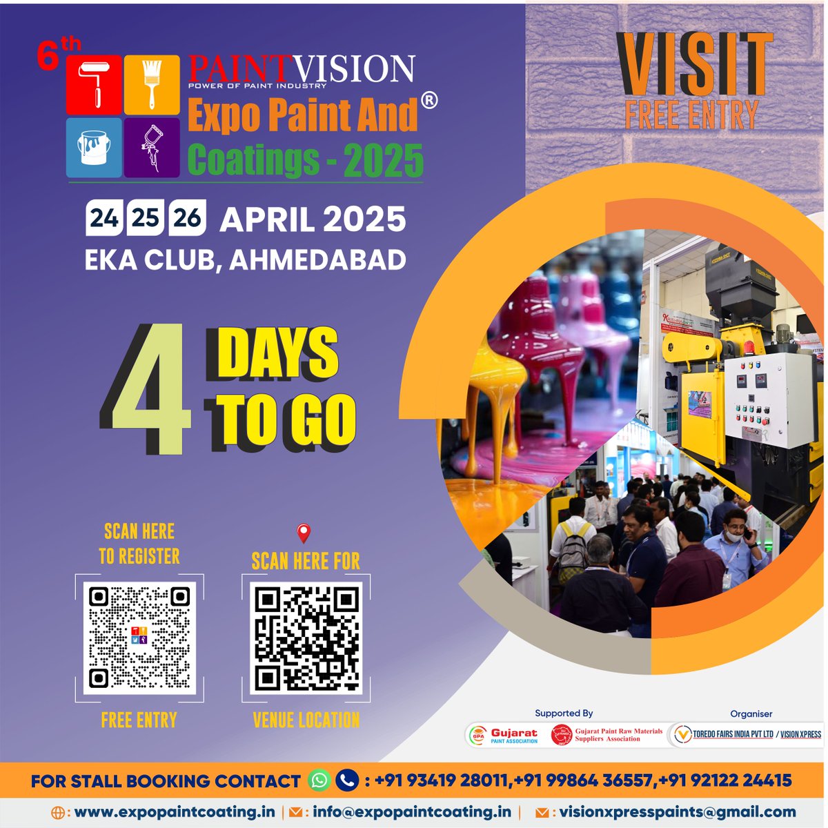 expopaintcoatng's tweet photo. Just  𝟰 𝗗𝗔𝗬𝗦 to go until the most anticipated event of the year - 𝗣𝗮𝗶𝗻𝘁 𝗩𝗶𝘀𝗶𝗼𝗻 𝟲𝘁𝗵 𝗘𝘅𝗽𝗼 𝗣𝗮𝗶𝗻𝘁 &amp; 𝗖𝗼𝗮𝘁𝗶𝗻𝗴𝘀 𝟮𝟬𝟮𝟱! 
Join us from 𝟮𝟰-𝟮𝟲 𝗔𝗣𝗥𝗜𝗟 𝗮𝘁 𝘁𝗵𝗲 𝗘𝗞𝗔 𝗖𝗟𝗨𝗕, https://t.co/chTTuwViyr
#paintandcoatingexpo2025 #ExpoCountdown https://t.co/ahjhO4L5Cv