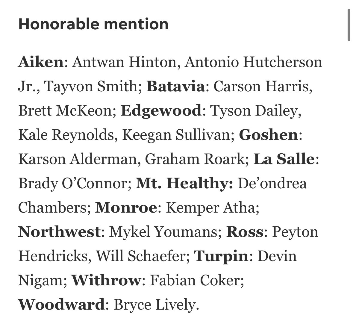 🚨🚨🚨
Congrats to Dasai Bronson (1st team), Jackson Calloway (2nd team), and Mykel Youmans (HM)... Cincinnati Enquirer D3 honors.