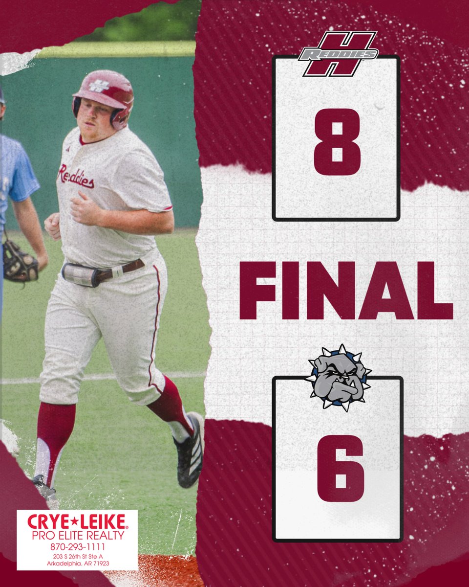 REDDIES SWEEP THE SERIES! 🧹🧹🧹

HSU got a big three-run home run from Jeremy Schork and outlasted SWOSU 8-6 on Senior Day to sweep the GAC series!

The Reddies (27-18, 19-11) play their final series of the year next weekend across the street at Ouachita.

#NoMereBeast