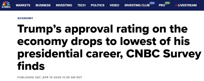 TheMattViera's tweet photo. @EdKrassen "Trump’s approval rating on the economy drops to lowest of his presidential career..." https://t.co/ssGAmAFIO8