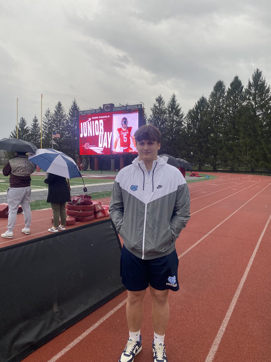 E_Shearer1092's tweet image. Had a really good time @ColgateFB today! Really enjoyed the practice, campus, and learning about Colgate. Thanks @CoachRotch for the invite!! @Ison50 @Coach_McCrann @cvqbclub