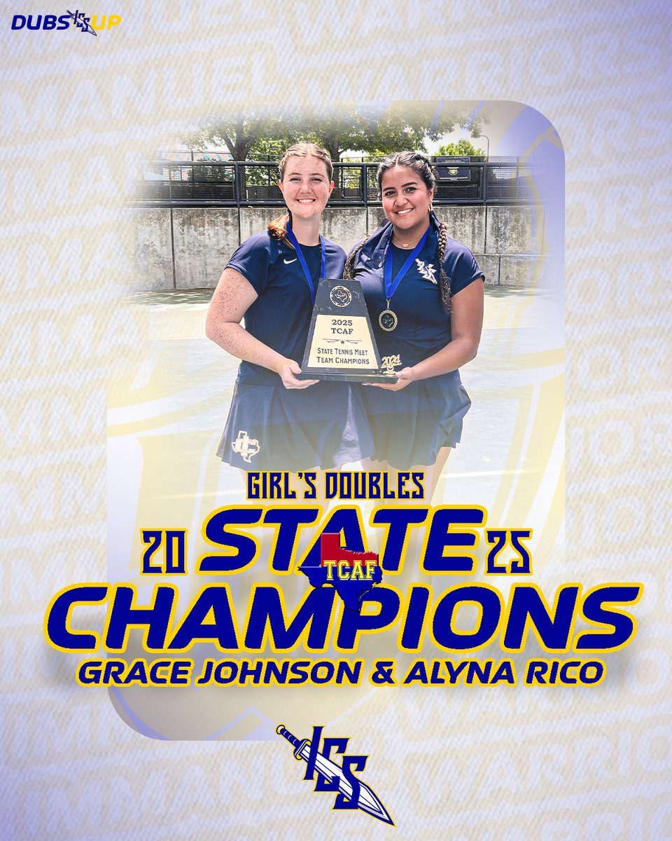 ICS_Tennis's tweet photo. Congratulations to Grace Johnson &amp; Alyna Rico for claiming the 2025 Girl’s Doubles TCAF State Championship!

#ICTEN25 🎾
#GoWarriors ⚔️
#DubsUp ⚔️ https://t.co/Xwen7oLroR