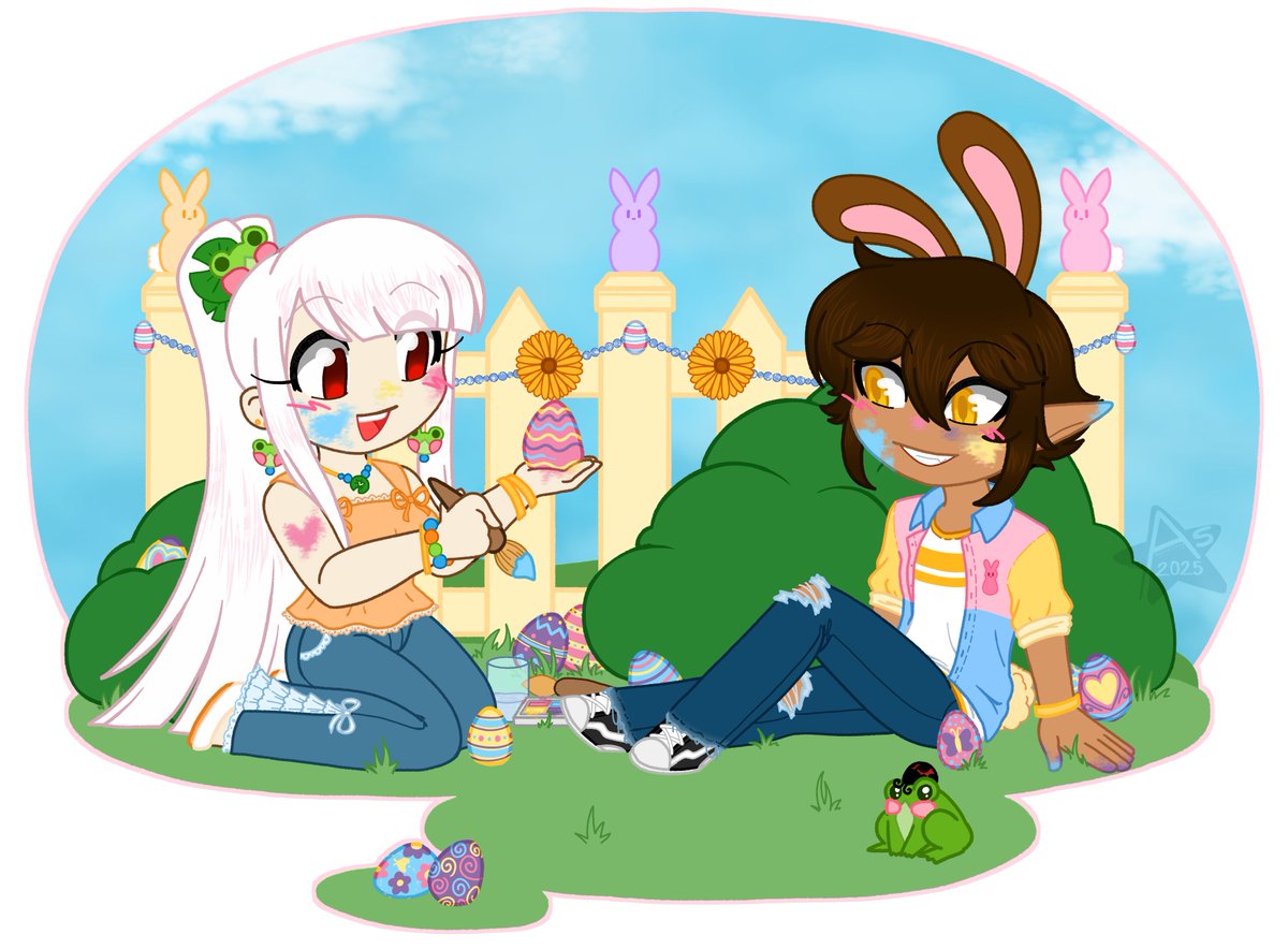 AbyssalStray's tweet photo. Still alive and doing art, just not posting really. Happy Easter, you guys, I may not celebrate it like most do but heck, painting eggs is fun.

#Easter2025 #ocs https://t.co/16ZPbi27a8