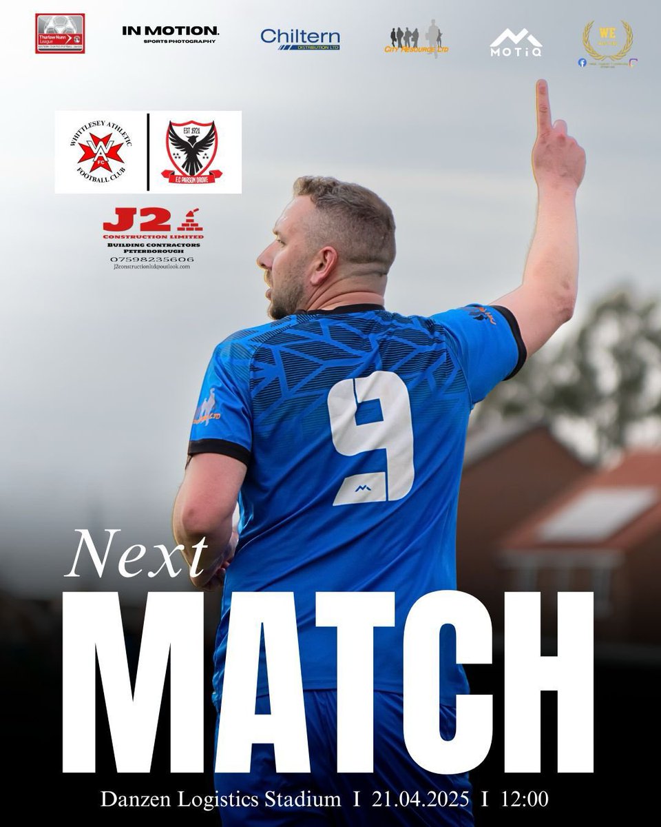 WhittleseyAthFC's tweet photo. NEXT GAME 👊🏻

⏰ KO 1️⃣2️⃣:0️⃣0️⃣
📍 @danzenlogistics Stadium 🏟️ 
🆚 @FC_ParsonDrove 

Eyes now turn to Monday where we aim for a 5️⃣0️⃣ point season 

We would love to see as many of you blues supporters as possible for this one 👊🏻💙

Huge thank you to J2 construction for this one 🤝 https://t.co/ayltXgs5uk