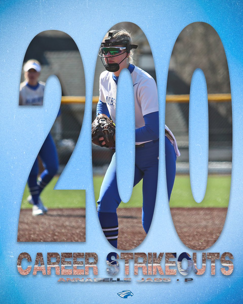 Albertus Magnus College Falcons (@albertus_sports) on Twitter photo 200 batters sat down. Next? 😤
Annabelle Jabs recorded 2️⃣0️⃣0️⃣ career strikeouts in <a href="/amc_sb/">Albertus Magnus College Softball</a>’s road <a href="/TheGNAC/">Great Northeast Athletic Conference</a> game at JWU (RI) on Saturday!
The junior is fourth all-time in strikeouts with 204 Ks!
<a href="/AlbertusSocial/">Albertus Magnus College</a> <a href="/CoachLouAMC_SB/">Lou Bunosso</a>
#FearlessFalcons | #GoFalcons 200 batters sat down. Next? 😤
Annabelle Jabs recorded 2️⃣0️⃣0️⃣ career strikeouts in <a href="/amc_sb/">Albertus Magnus College Softball</a>’s road <a href="/TheGNAC/">Great Northeast Athletic Conference</a> game at JWU (RI) on Saturday!
The junior is fourth all-time in strikeouts with 204 Ks!
<a href="/AlbertusSocial/">Albertus Magnus College</a> <a href="/CoachLouAMC_SB/">Lou Bunosso</a>
#FearlessFalcons | #GoFalcons