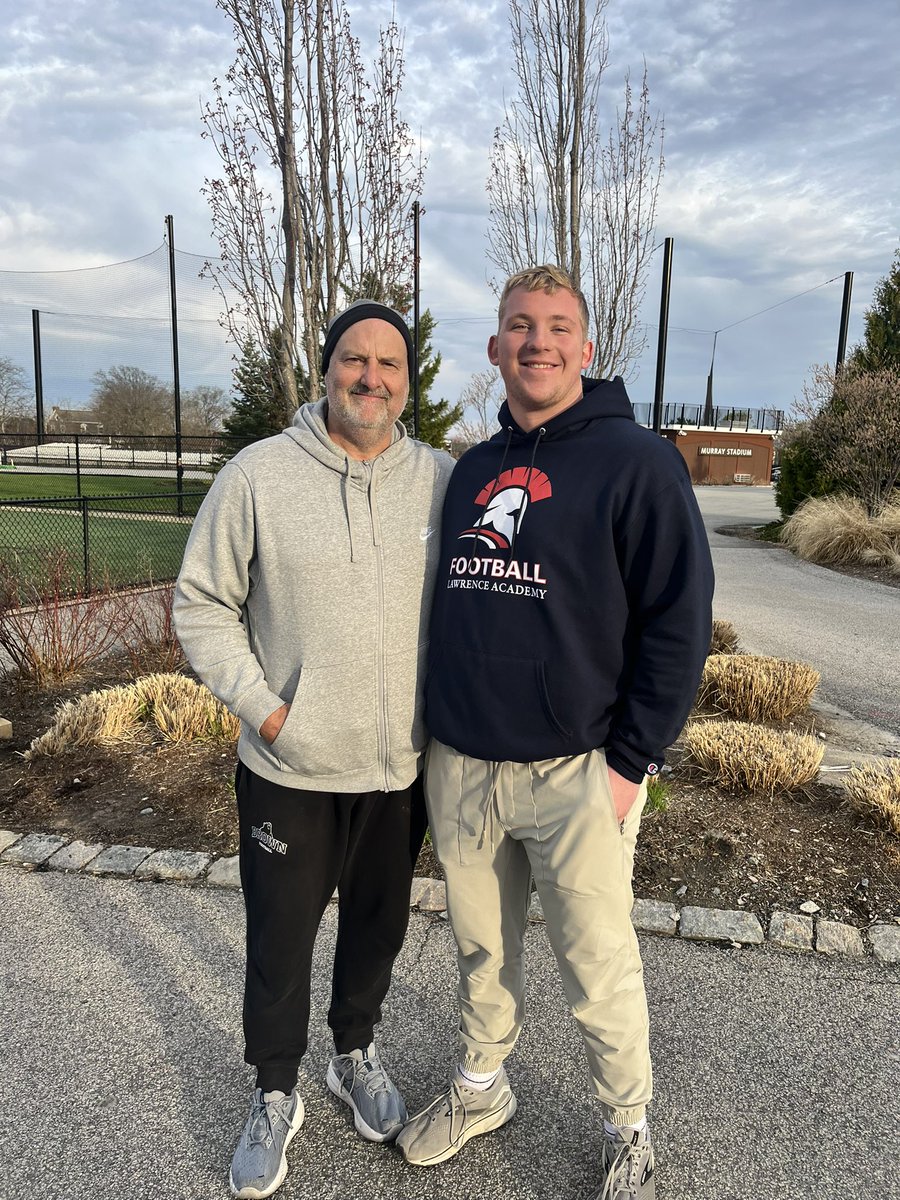 Timothy Jaracz (@timothy_jaracz) on Twitter photo Thank you <a href="/CoachEMorrissey/">Eddy Morrissey</a> for taking the time to talk to me after practice! I enjoyed getting back on campus and am excited to be participating in the camp in June!
<a href="/BrownU_Football/">Brown Bears Football</a> <a href="/PactPerformance/">Pact Performance</a> <a href="/LASpartansFB/">Lawrence Academy Fball</a> <a href="/ToonMarlon/">Marlon Toon</a> <a href="/PRZNewEngland/">Prep Redzone New England</a> <a href="/ScoutingNE/">Coach Silva</a> Thank you <a href="/CoachEMorrissey/">Eddy Morrissey</a> for taking the time to talk to me after practice! I enjoyed getting back on campus and am excited to be participating in the camp in June!
<a href="/BrownU_Football/">Brown Bears Football</a> <a href="/PactPerformance/">Pact Performance</a> <a href="/LASpartansFB/">Lawrence Academy Fball</a> <a href="/ToonMarlon/">Marlon Toon</a> <a href="/PRZNewEngland/">Prep Redzone New England</a> <a href="/ScoutingNE/">Coach Silva</a>