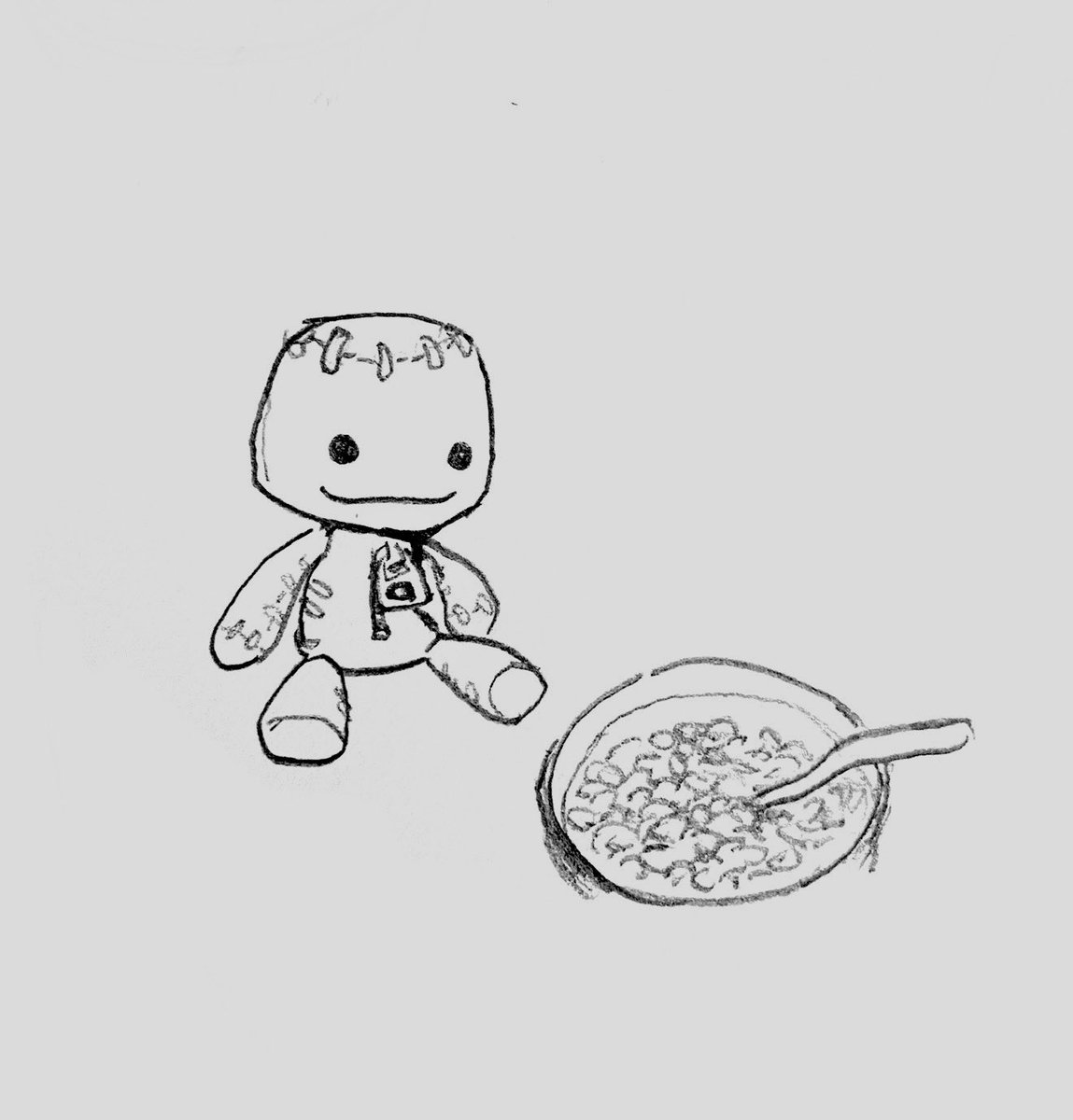 VED__R's tweet image. Today’s Sackboy: i had cereal, he kept me company
