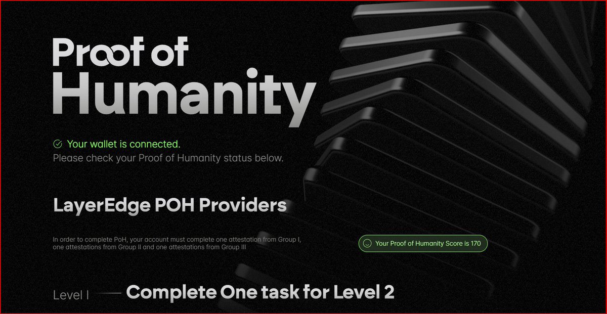 richrotty's tweet photo. LayerEdge PoH is Now Live!

🚀 Head over to: https://t.co/48srp1OOuV
Make sure to complete at least one attestation per level to increase your airdrop share and help prevent Sybil attacks.

📝 Completing all 3 levels isn’t required — but the more you do, the better your rewards. https://t.co/rHtzdp3DFr