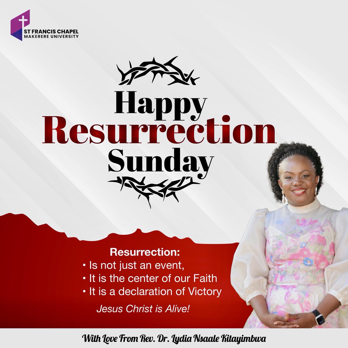 Rev. Dr. Lydia Nsaale Kitayimbwa aka Digital Mama (@rev_dr_lidykitz) on Twitter photo A blessed Resurrection Day! He is Risen! <a href="/stfrancis_mak/">St. Francis Chapel, Makerere</a> <a href="/Online_COU/">Online Church of Uganda</a> <a href="/ChurchofUganda_/">Church of Uganda</a> <a href="/Prof_Kitayimbwa/">Rev. Prof. John Kitayimbwa</a> <a href="/DOS_Makerere/">Dean of Students Makerere</a> A blessed Resurrection Day! He is Risen! <a href="/stfrancis_mak/">St. Francis Chapel, Makerere</a> <a href="/Online_COU/">Online Church of Uganda</a> <a href="/ChurchofUganda_/">Church of Uganda</a> <a href="/Prof_Kitayimbwa/">Rev. Prof. John Kitayimbwa</a> <a href="/DOS_Makerere/">Dean of Students Makerere</a>