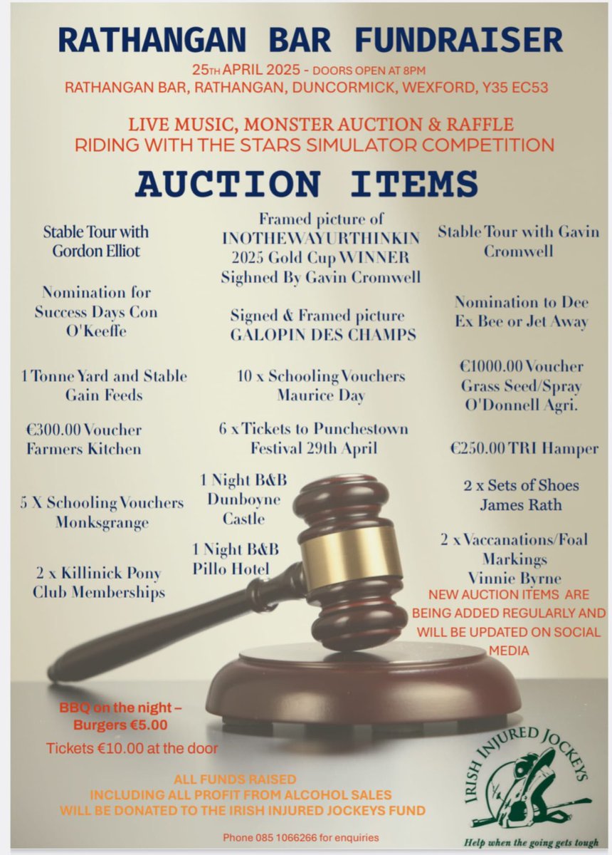 What will be a great night &amp; all for a wonderful cause <a href="/InjuredJockeys/">IRISH INJURED JOCKEYS</a>