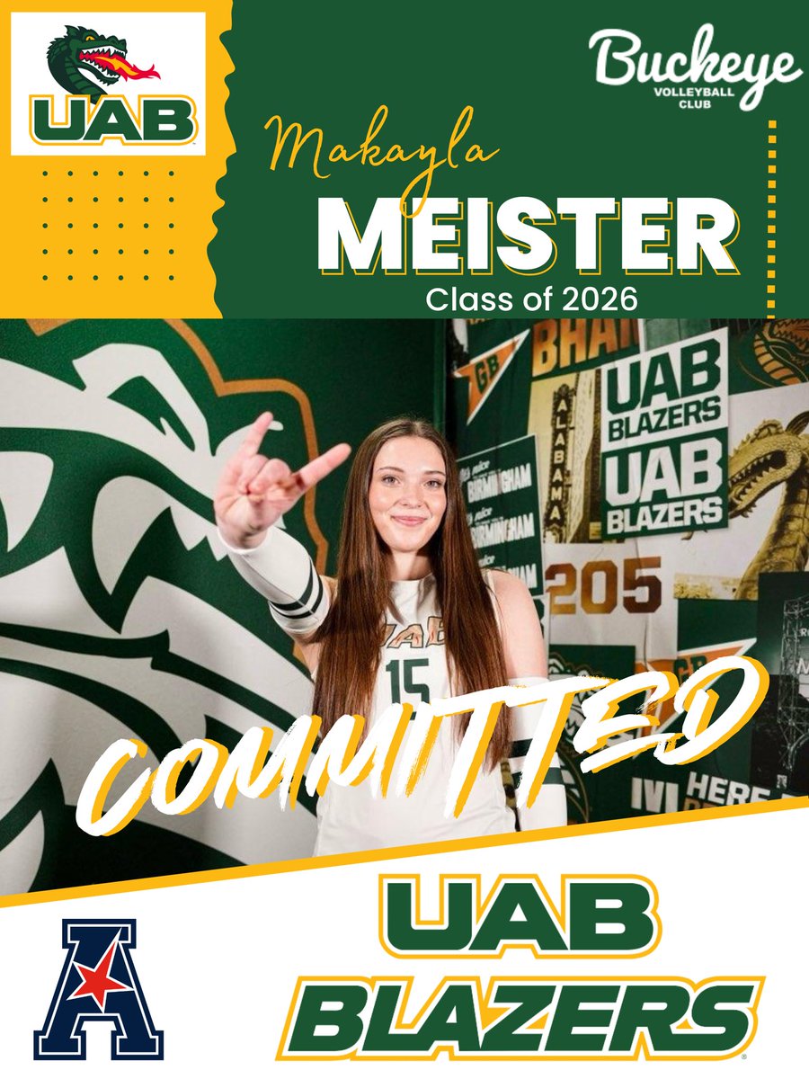meister_makayla's tweet photo. University of Alabama at Birmingham-COMMITTED! First, I thank GOD for this opportunity! Big thanks goes to my family, friends, teammates, and coaches for the constant support! And a huge shoutout to the @UAB_VB coaching staff for allowing me to play at the next level! GO Blazers! https://t.co/Yp5XDp18rD