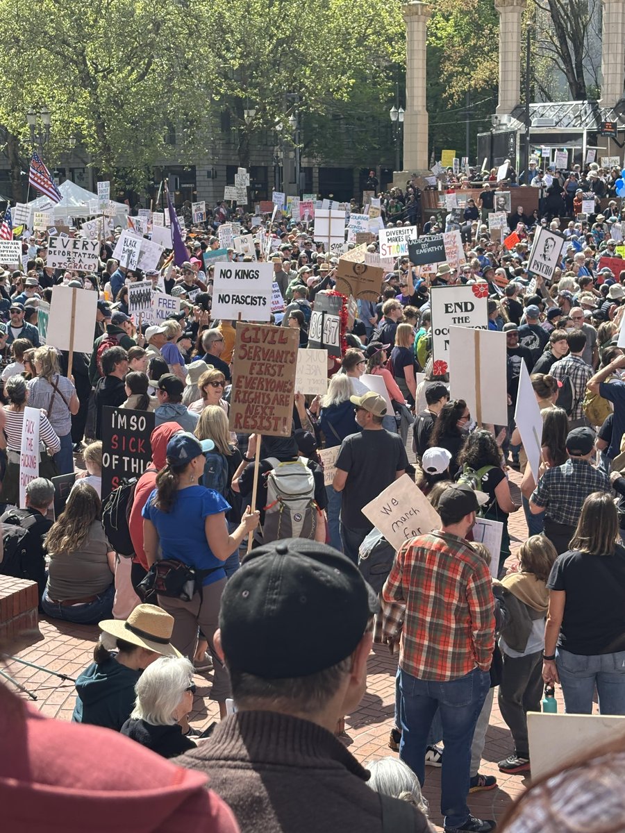 Big crowd in #Portland today for the #Handsoff #protest!