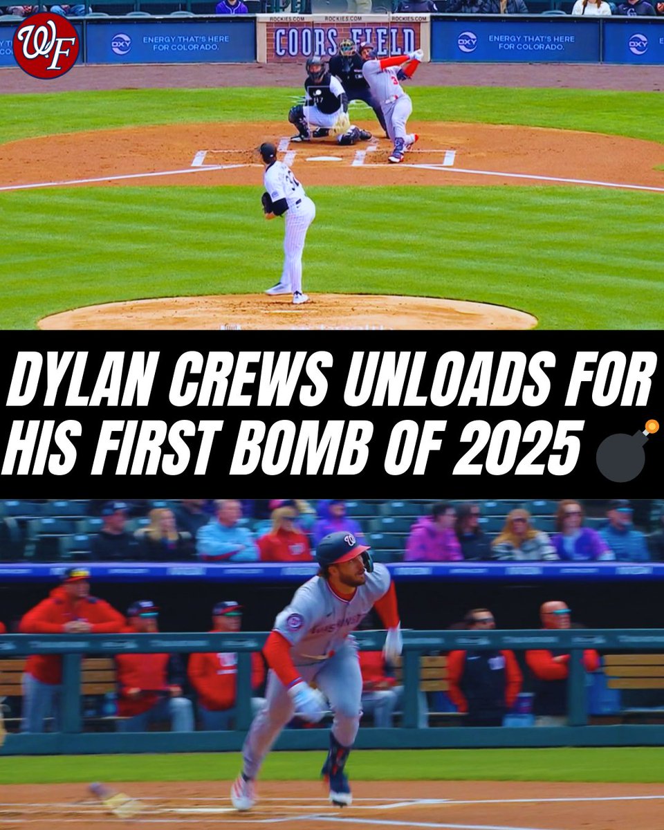 natsfanatics_'s tweet image. Dylan Crews launches his first homer of the season and puts the Nats on the board in style! A two-run blast to right-center to open the scoring in Colorado! Let the breakout begin. 🔥 #CrewsControl #NATITUDE