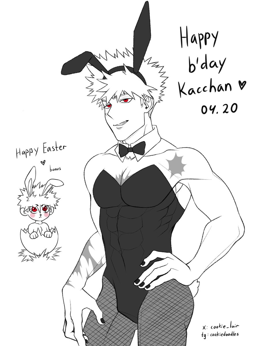 Since Katsuki's birthday coincides with Easter this year, I wanted to combine these ideas. so here is Kacchan wearing bunny suit and little cute bunny kacchan as a bonus
Happy b'day, Kacchan🧡🐰🧡
#爆豪勝己生誕祭2025 #爆豪勝己 #ヒロアカ 
#katsukibakugobirthday2025 #katsukibakugou