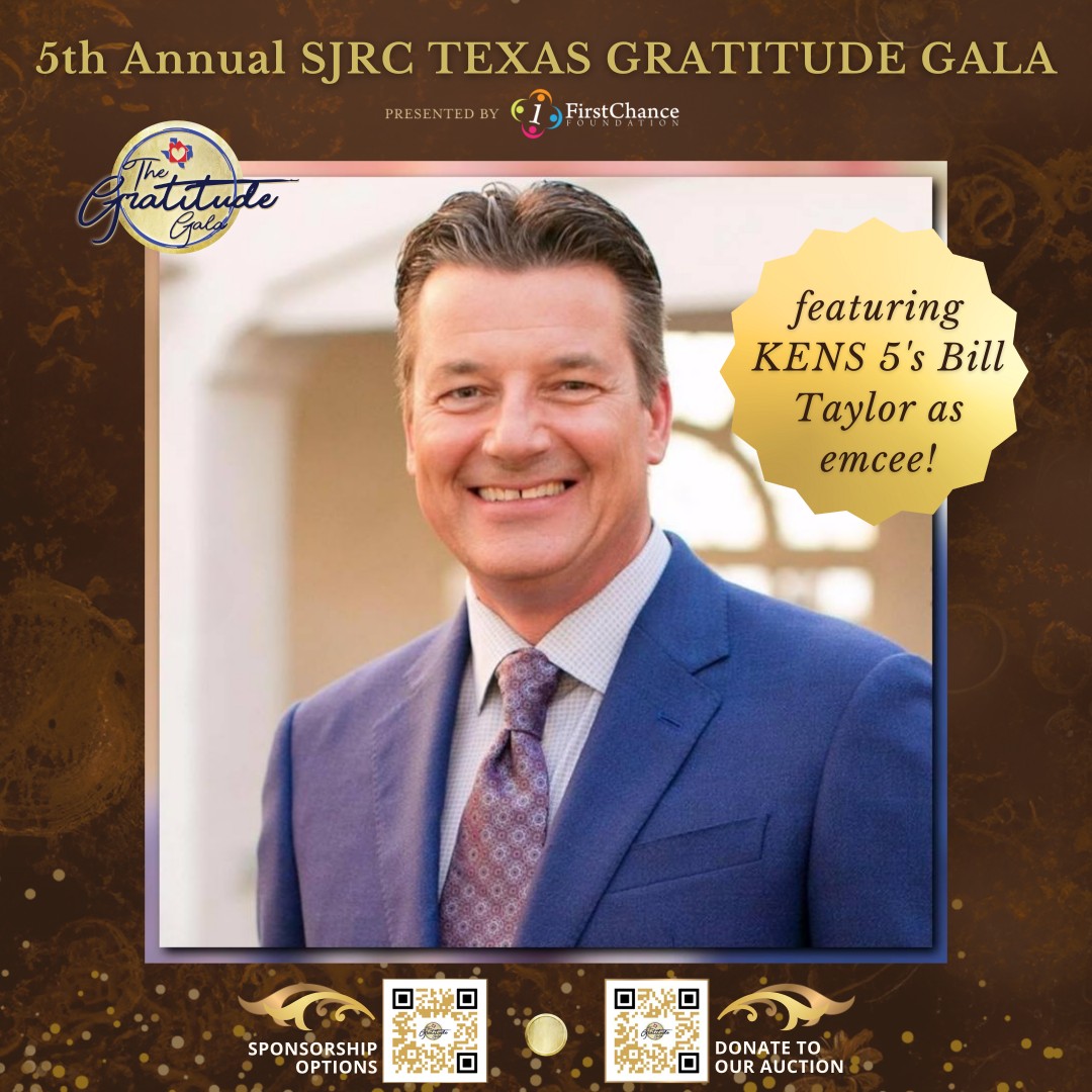 BIG NEWS‼ <a href="/BillTaylorKENS5/">Bill Taylor</a> will be the emcee for our 5th Annual Gratitude Gala! Bill Taylor is a special friend of SJRC Texas, having featured SJRC as one of his Bill's Elves nonprofit recipients. We are so excited to have him lead the night!

Learn more!
bit.ly/4jqsPlk