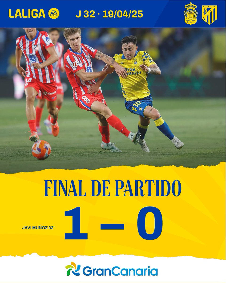 ᴀʙᴘꜰɪꜰꜰ! 
Schluss in Gran Canaria.

💛💙 
#LasPalmasAtleti #EinigkeitMachtLasPalmas