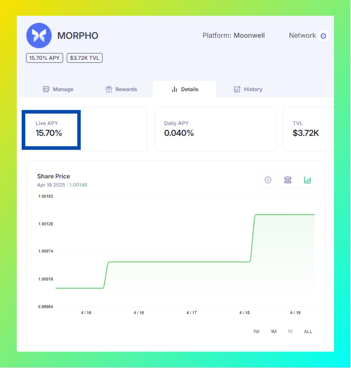GMorpho 🦋

→ In single exposure on <a href="/harvest_finance/">Harvest</a>