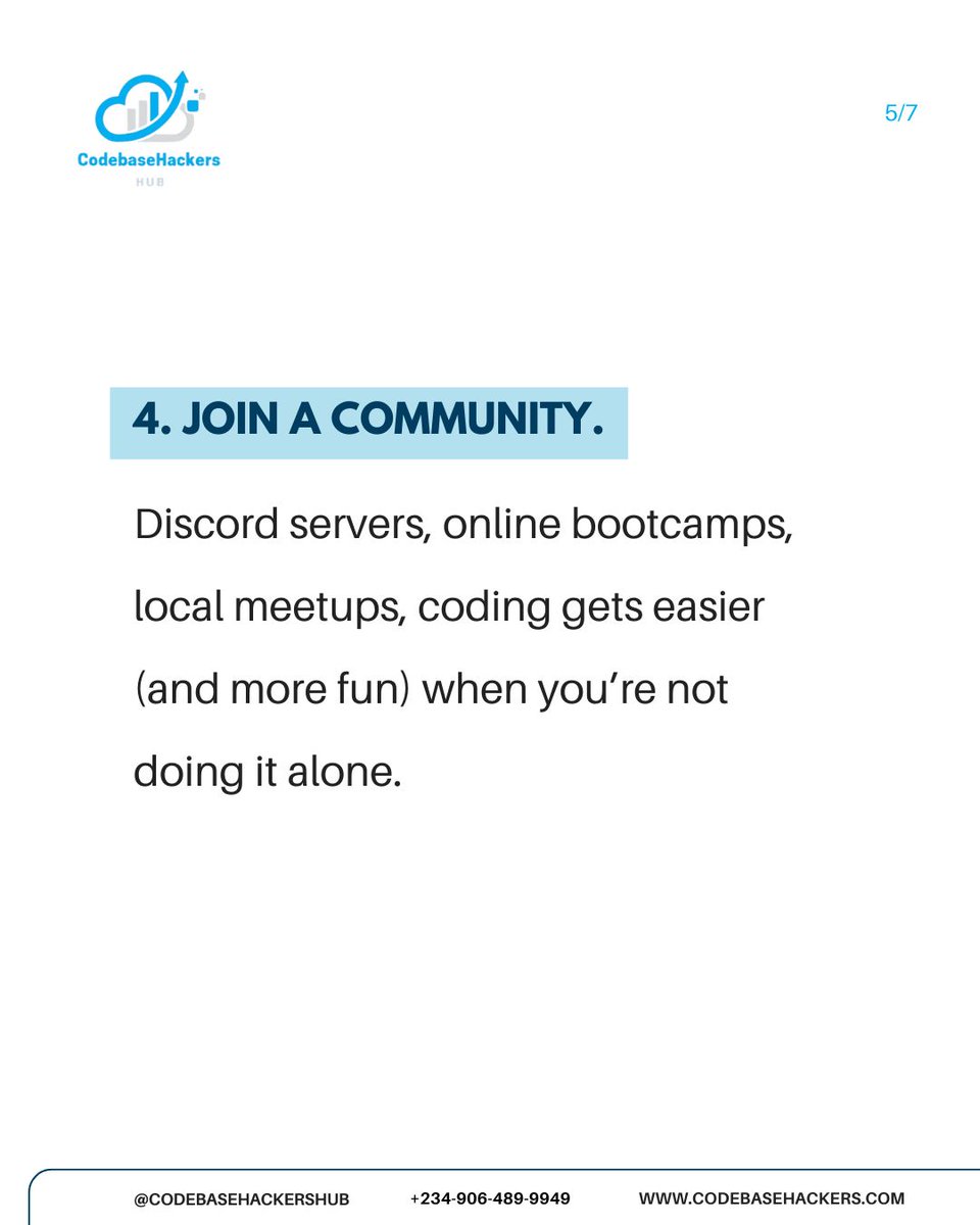 Codebasehackers's tweet image. Learn to navigate the unknown, and connect with those who walk a similar path. 
The destination isn&apos;t just lines of code, but the resilience and ingenuity you cultivate along the way. 
Share your next 👇 
#CodebaseHackersHub #learntocode #programminginlagos #techacademyinipaja