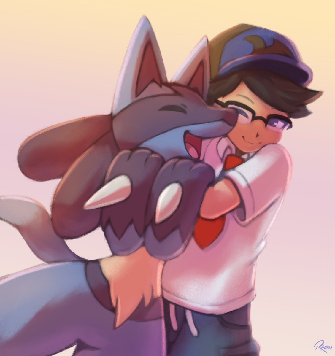 Always remember to hug your Lucario now and then. Or always, hehe.

🎨: <a href="/PhantomRadea/">404</a>
#pokemon #lucario #fanart