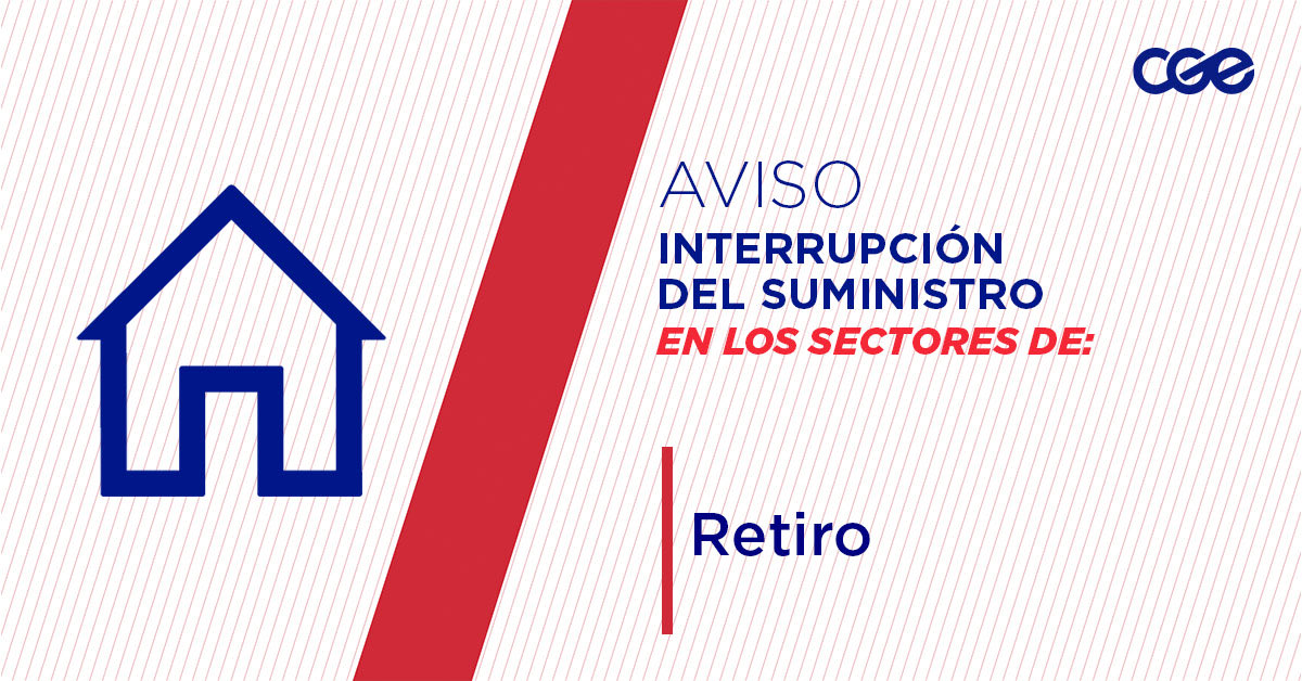 CGE_Clientes's tweet photo. Informamos a nuestros clientes de los sectores de Calle 1, Pasaje 7, Pasaje 6 y aledaños, comuna de #Retiro, la interrupción del suministro eléctrico. Nuestro personal de emergencia ya está informado. https://t.co/jBUY55HIfy