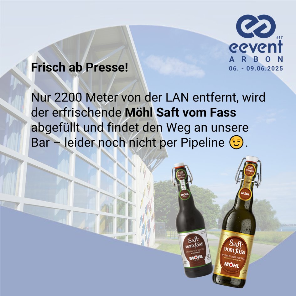 Schon probiert?
Frischer kann es nicht sein!

#EEvent #lanparty #arbon #möhl