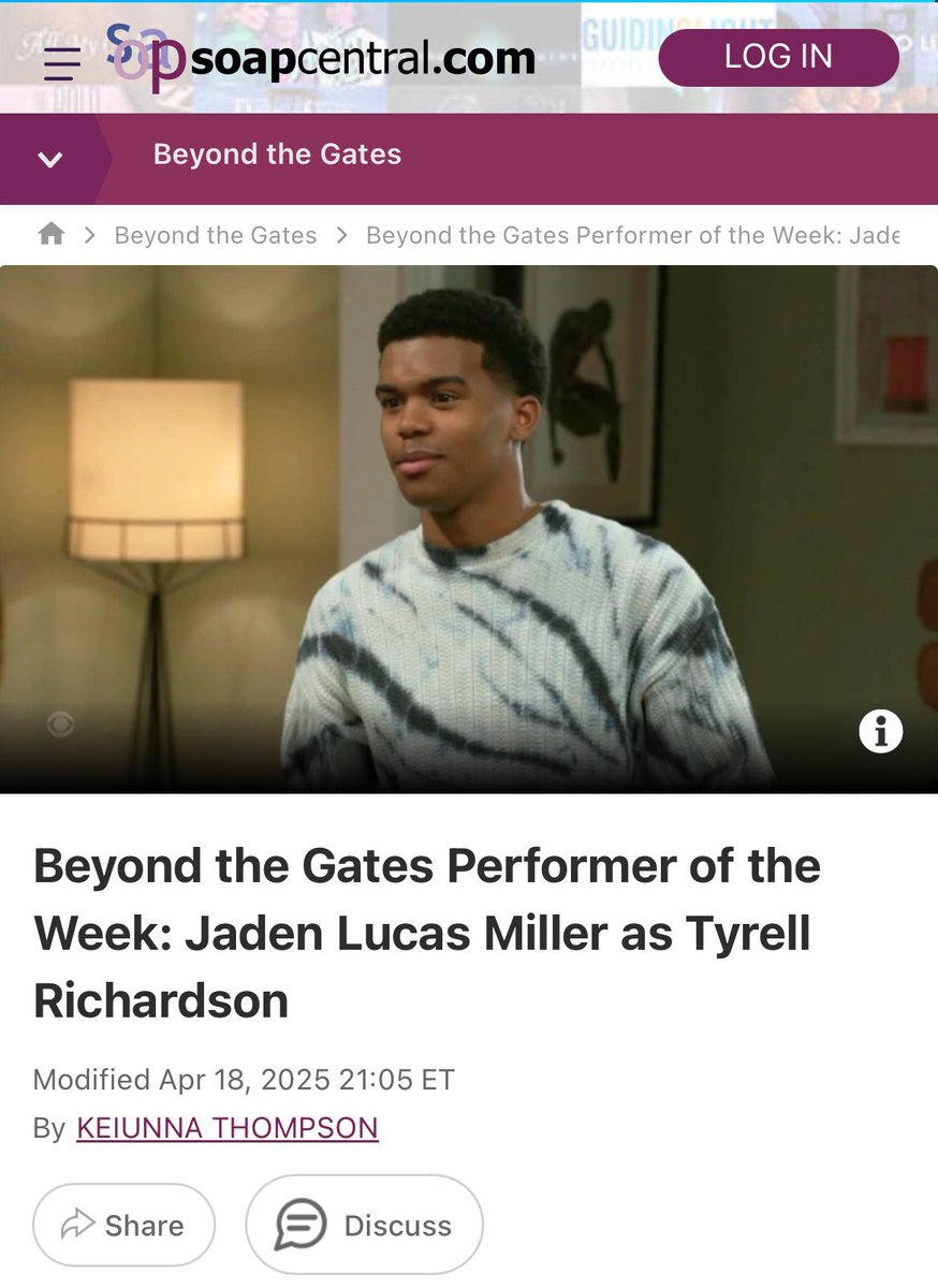 JadenLucasMill1's tweet image. Thank you @soapcentral (writer) Keiunna Thompson.  For featuring me as Performer of the Week on #Beyondtheagates #actor #setlife