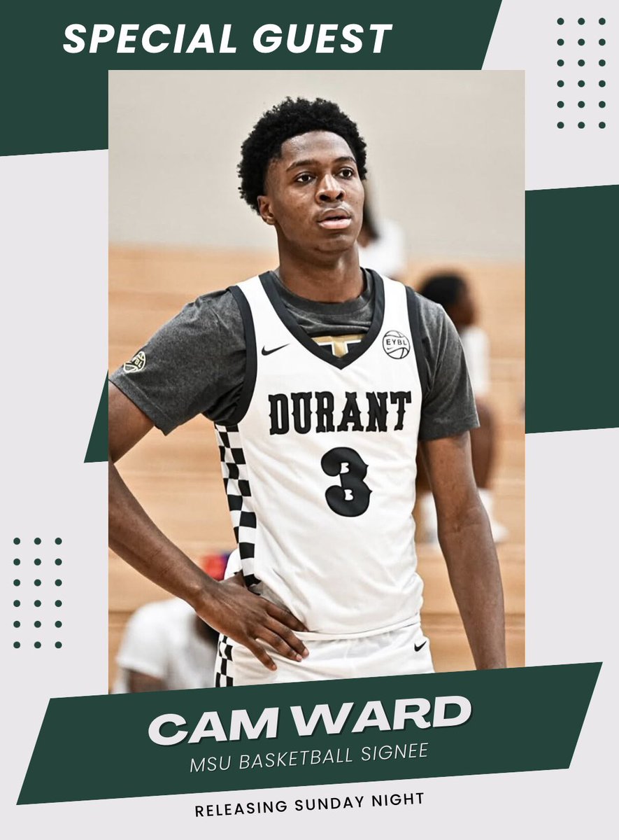 SpartanPod's tweet image. ALERT: #MichiganState incoming freshman Cam Ward will be joining @JustinThind on the next episode of the Spartan Spotlight!
@camabucket talks about his game, why he chose MSU, Tom Izzo as a recruiter, his rap top 5, & other fun topics.
Releasing tomorrow at 8PM ET on YouTube.