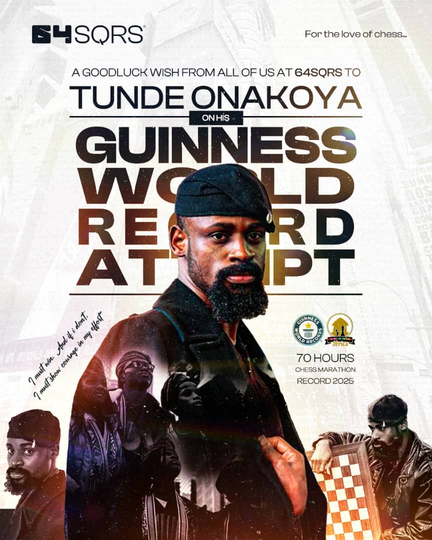 DanielOyakhilo1's tweet image. Designed by me, for @sport64sqs  in support of @Tunde_OD.

Best of luck Master!🙌🏾

#GWR2025 
#70HoursofChessWithTunde 
#ChessForEducation